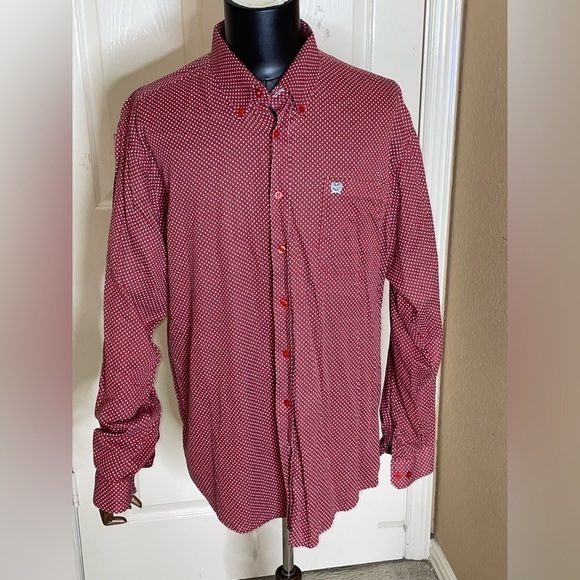 Cinch Shirt Mens XL Red Long Sleeve Button Up Western Cowboy - Picture 3 of 9